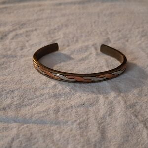 Mixed metals thin cuff bracelet